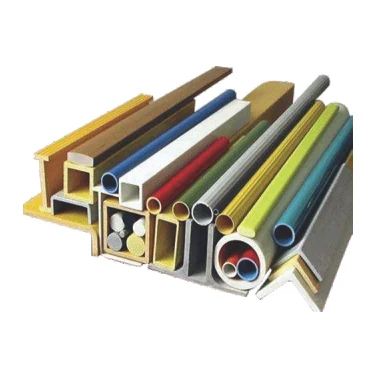 A selection of fiberglass pultruded channels, angles and hollow profiles